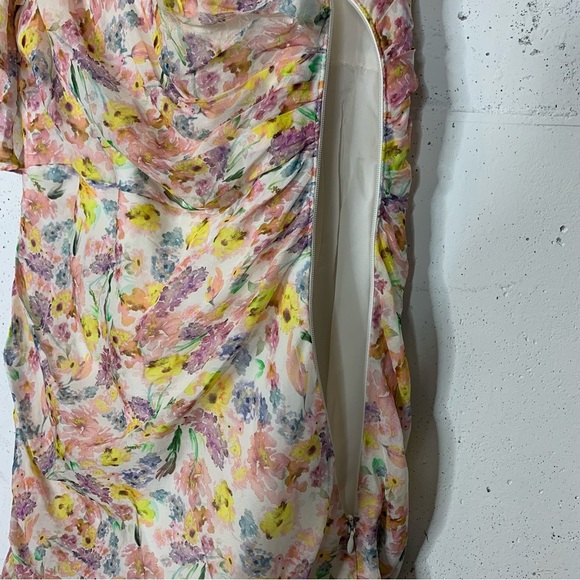 Amur Clayton Silk One Shoulder Ruffle Water Color Dress Size 6 - Picture 8 of 14